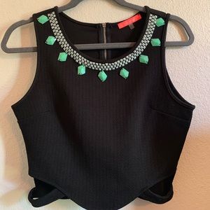 Black jeweled crop top